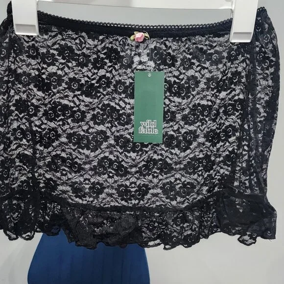 Women Black Lace Skirt Lining size S 4/6 - Picture 2 of 3